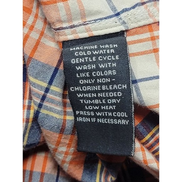 Ralph Lauren Polo Jeans Company Button Up Shirt Orange Tan Plaid Size Medium - Picture 7 of 7